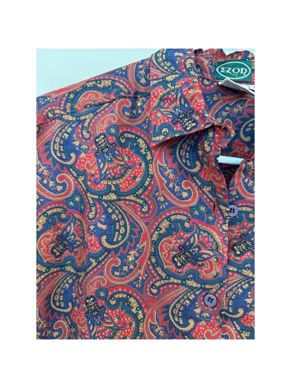 Vintage Izod paisley shirt size medium quality stitching 100% RayonHong Kong - Picture 12 of 15